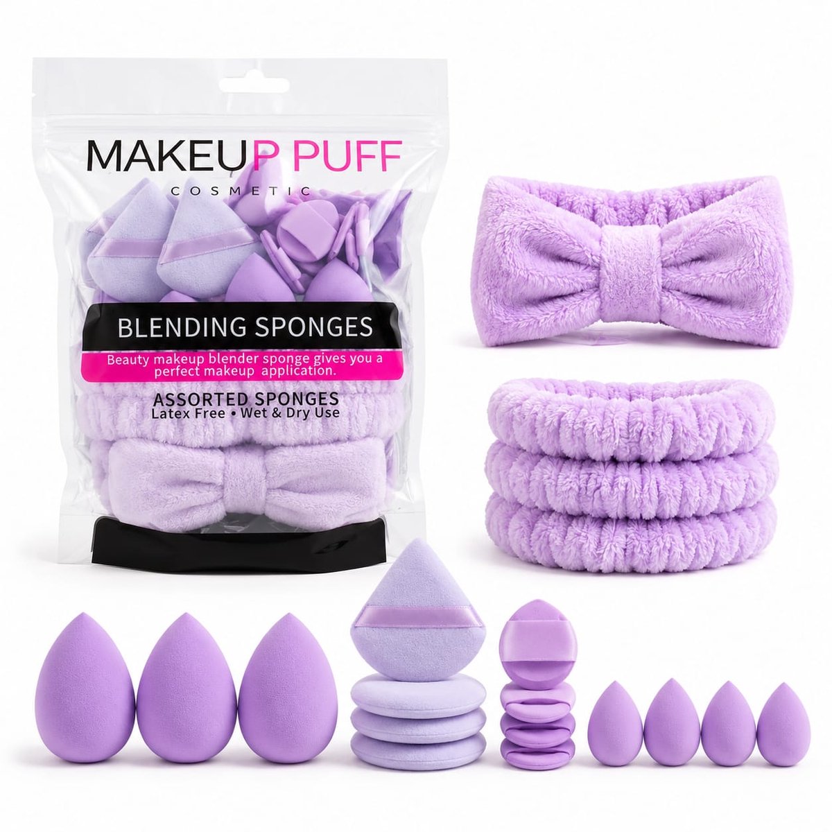 Set van 20 make-upsponzen, make-upsponzen, poederdons, kan droog of vochtig worden aangebracht, hoogwaardig schoonheidsgereedschap voor vloeistof, foundation, poeder, zonwering