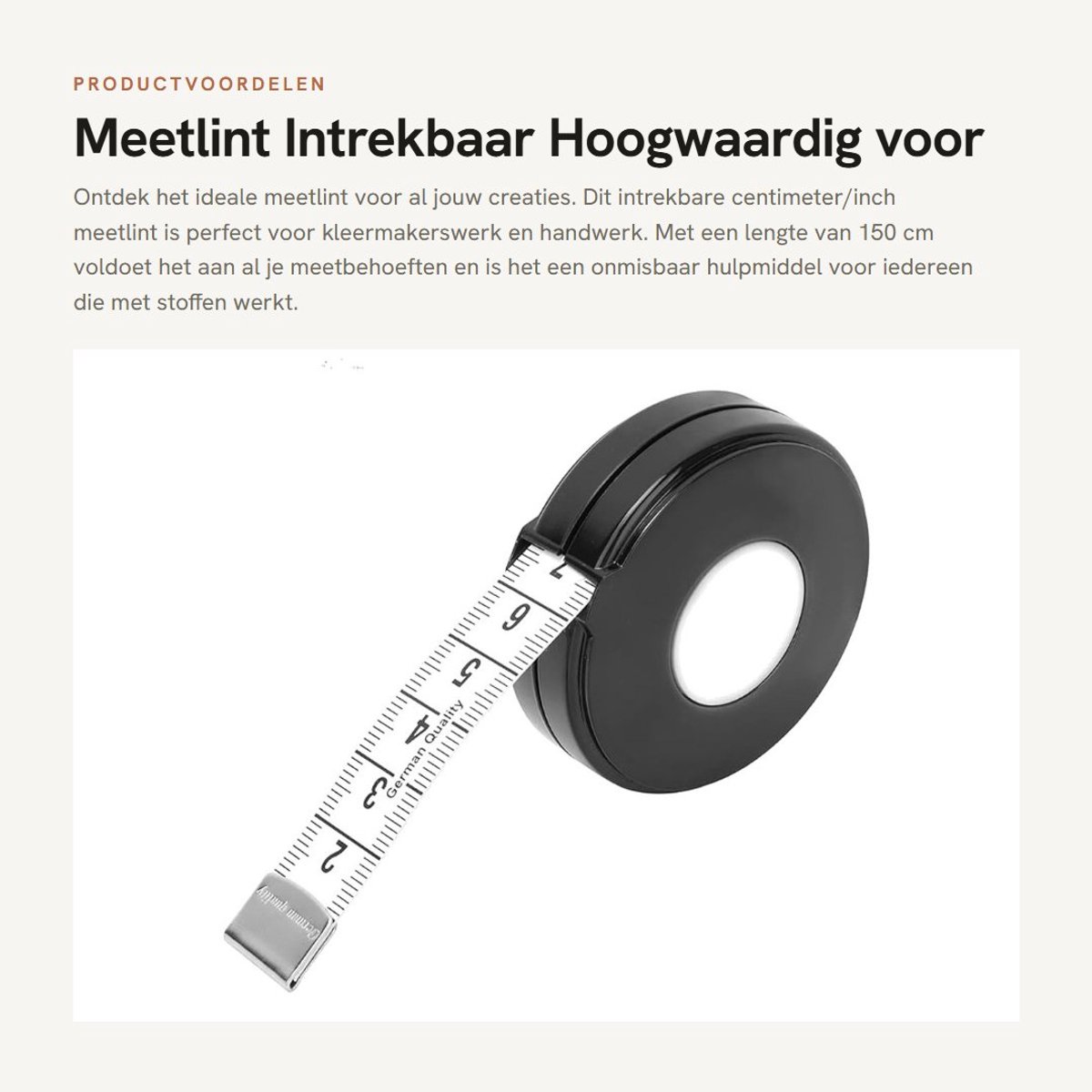 Dailygoods- Meetlint 150 cm - Intrekbaar - Zachte Liniaalband - Centimeter/Inch - Draagbaar - Flexibel Materiaal - Meetlat