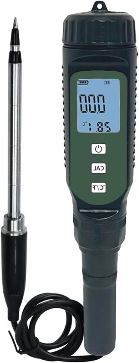 Geleidbaarheidsmeter Bodem - Bodem Tester Zoutgehalte - Gewasopbrengst Verbeteren - Nauwkeurige Meting LCD - 210 mm - Grijs