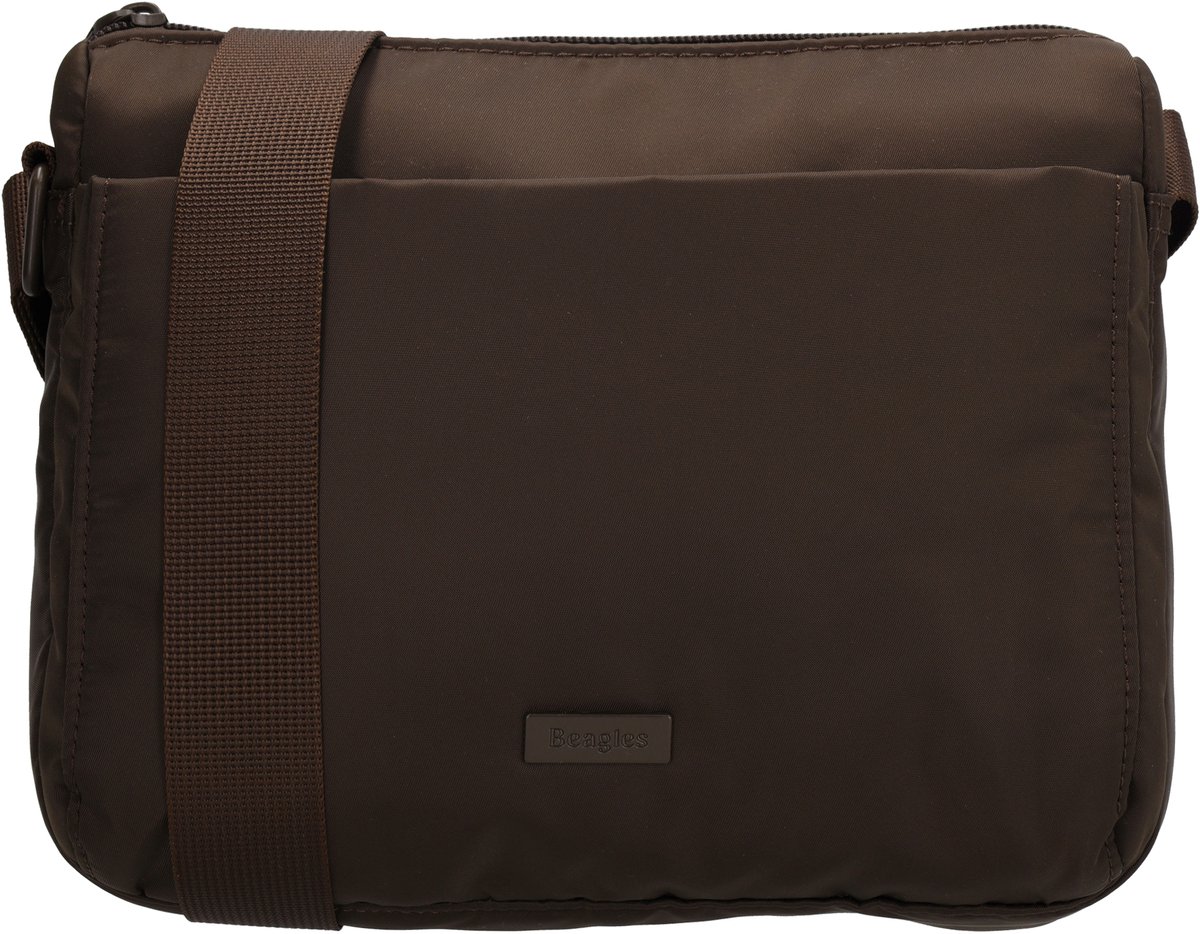 Beagles Duomo Schoudertas - Crossbody - Verstelbare Schouderband - Veiligheidsrits - Safety Zipper - Lichtgewicht - Praktische Indeling - Donkerbruin