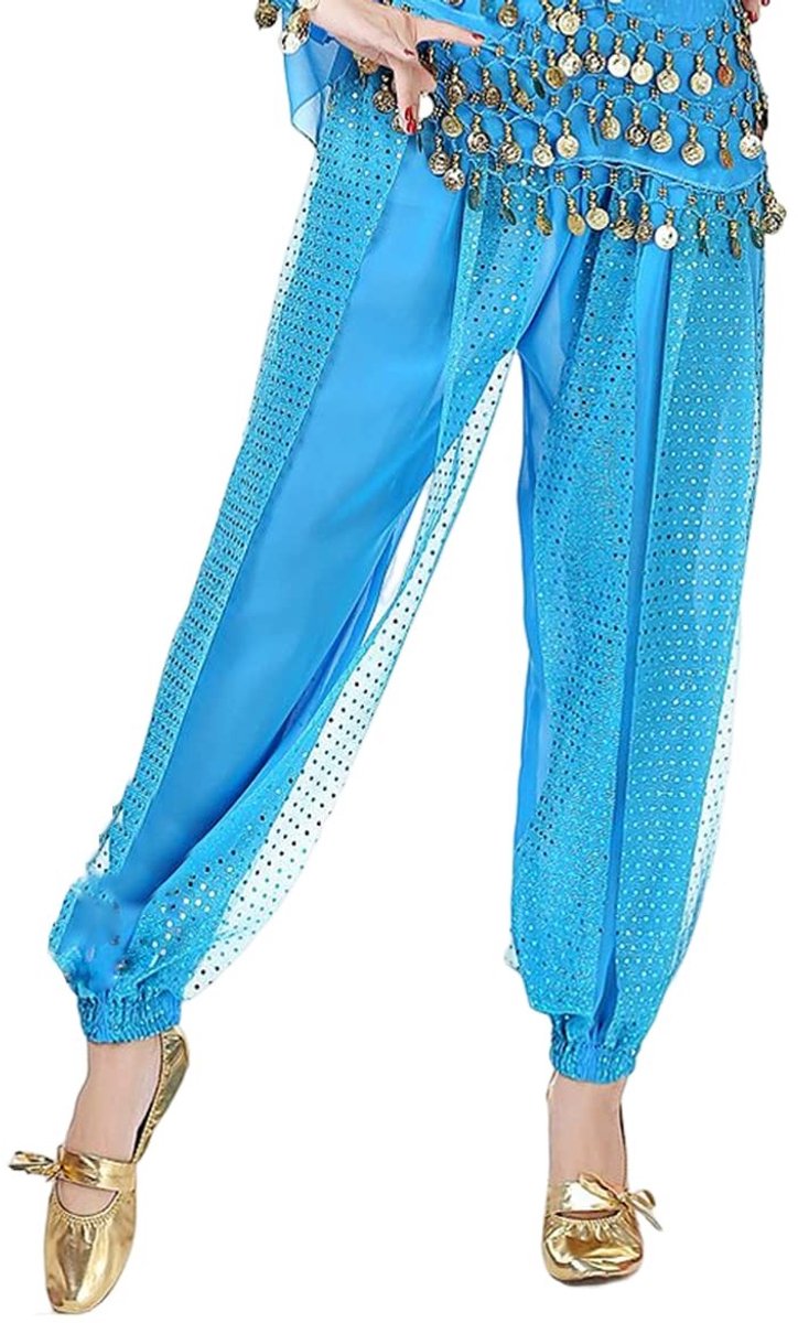 Dailygoods- Harembroek Ademend - Chiffon - Buikdanskostuum - Yoga/Pilates - Zumba - Glanzend/Pailletten - Pompbroek