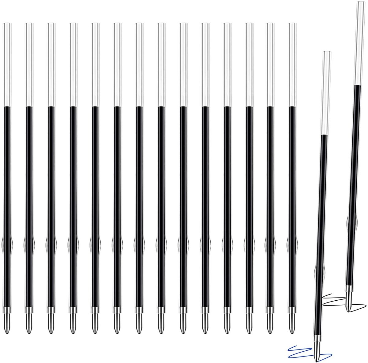 Dailygoods- Balpenvullingen 60 Stuks - Zwart/Blauw - 1,0 mm Lijndikte - Kunststof - Speciale Zegellak - Geschikt voor Cadeau - Vullingen