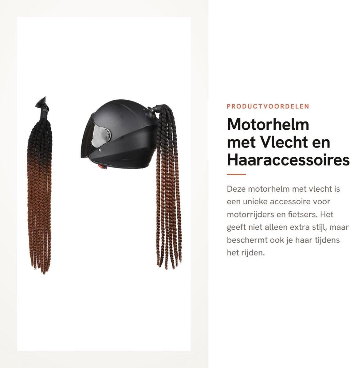 Dailygoods- Motorhelm Hoogwaardig Materiaal - Vlecht/Paardenstaart - Haaraccessoires - Fietshelm/Scooterhelm - Afneembare Zuignap - Verstelbare Hoek - Haarstukje