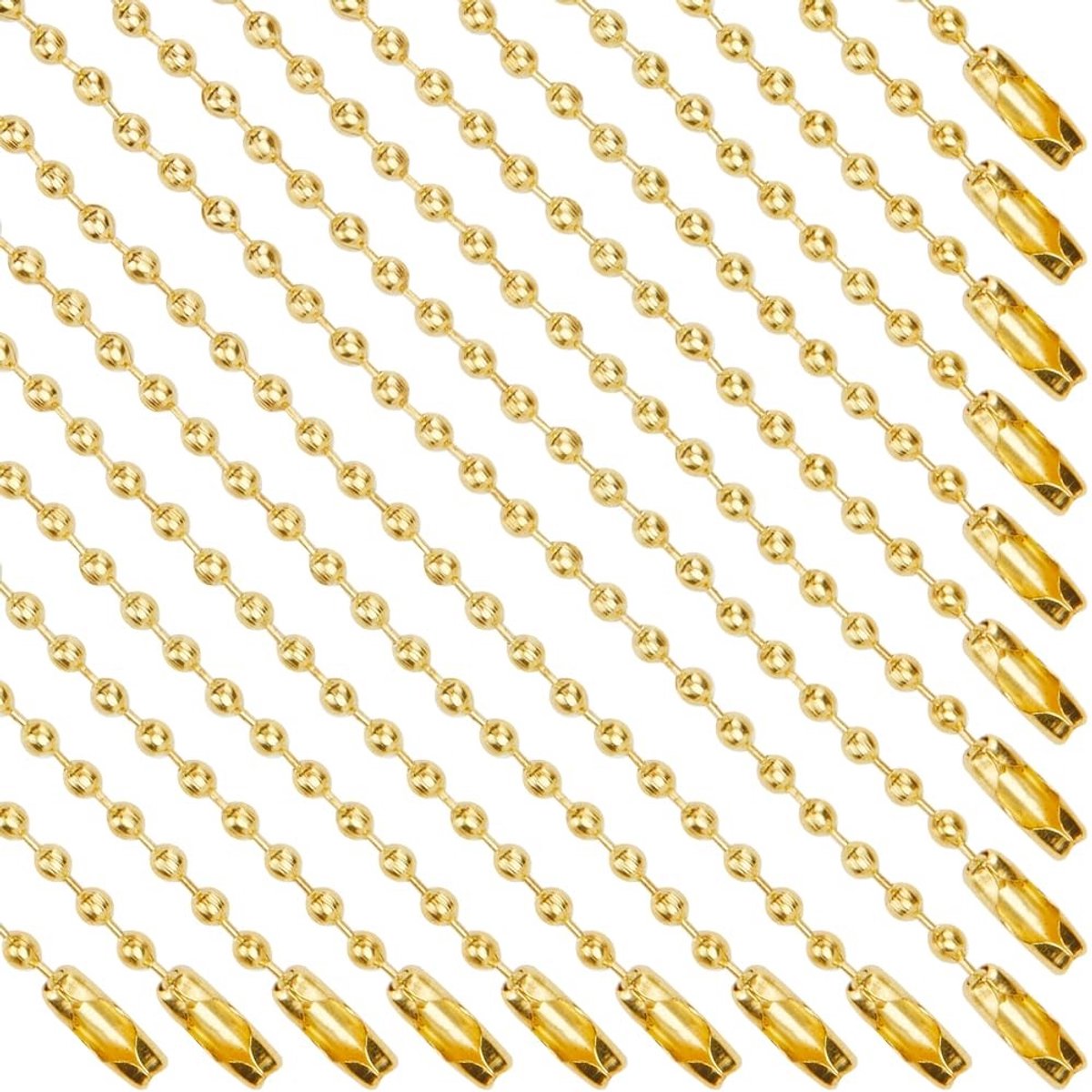Dailygoods- Sleutelhanger 100 Stuks - Korte Gouden Kralenketting - Roestvrij Stalen Ketting - Verstelbare Ketting - Connector voor Sieraden Maken - DIY Ambachten