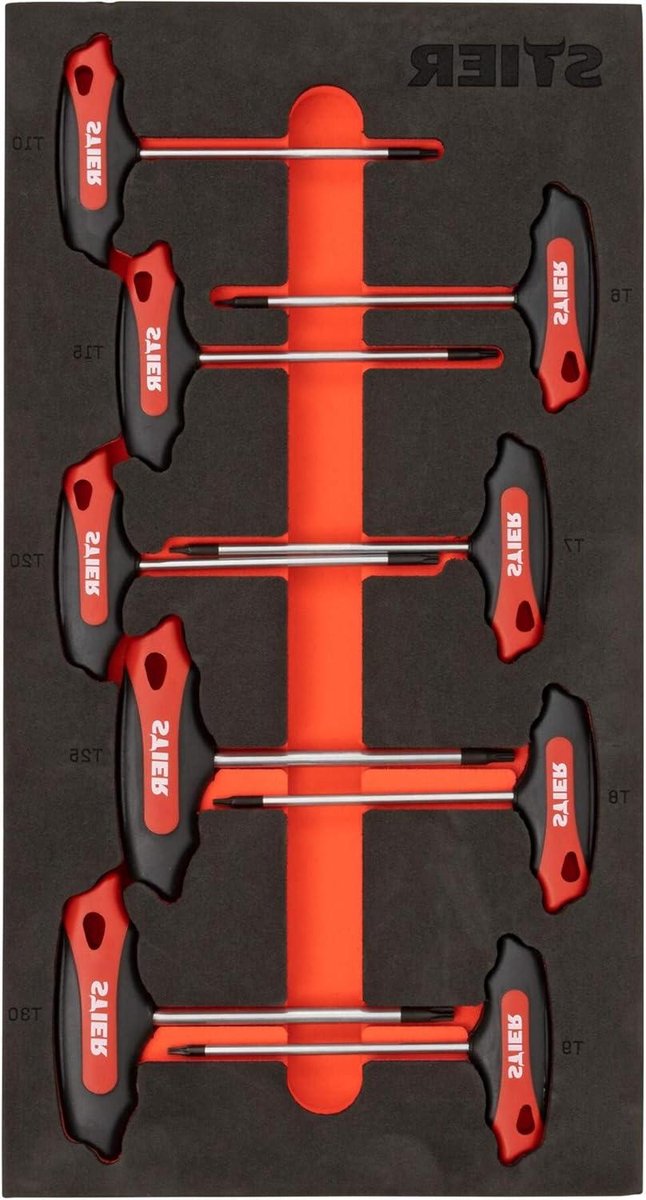 T-handgreep Schroevendraaiers - Torx Set - Schroeven Draaien - Ergonomische Greep - 9 Delig - Rood