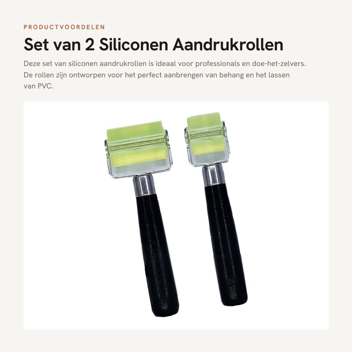 Dailygoods- Aandrukrol Professionele Siliconen - Aandrukrol 30 mm/50 mm - Behangroller - Gereedschap - Rubber - Ergonomisch Handvat - Roller