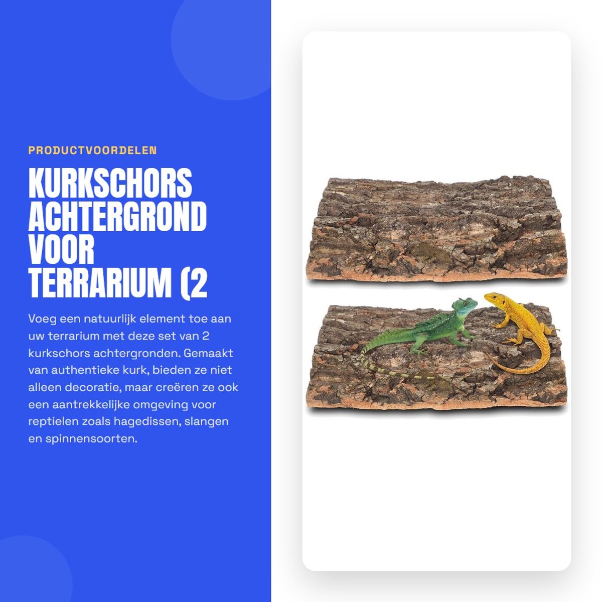 Dailygoods- Kurkschors Achtergrond 2 Stuks - Reptielenschors - Decoratie - Snijbaar - Terrarium - Hagedissen/Slangen - Reptieldecoratie