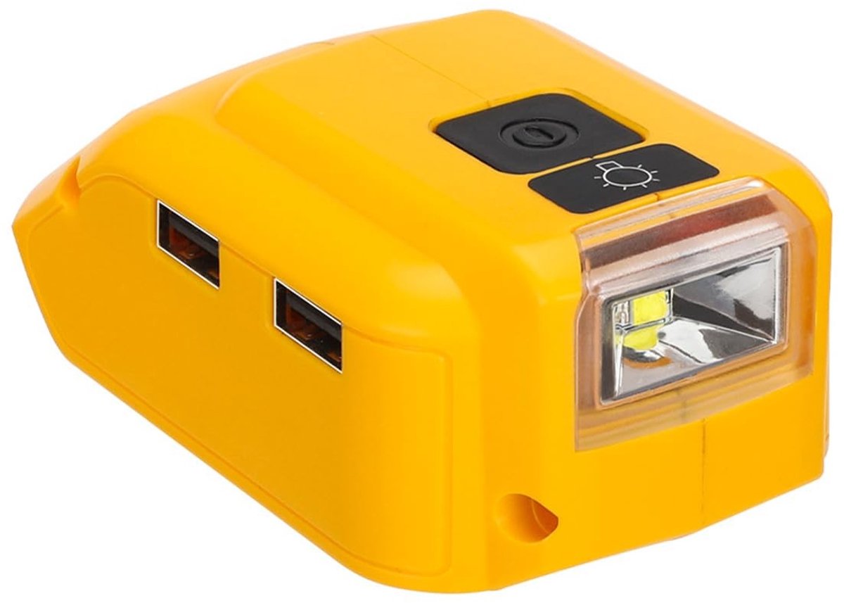 Dailygoods- Batterijadapter voor Dewalt 14,4 V/18 V/20 V - USB-poorten - LED-lichtvoeding - Draagbaar - ABS - 140 lm verlichting - Powerbank