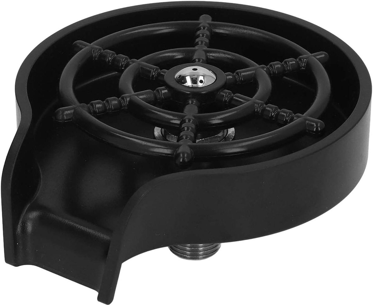 Automatische Glazenwasser - Fles Reiniger - Snel Glazen Spoelen - Hoge Druk Sprinkler - 15x15x8 cm - Zwart