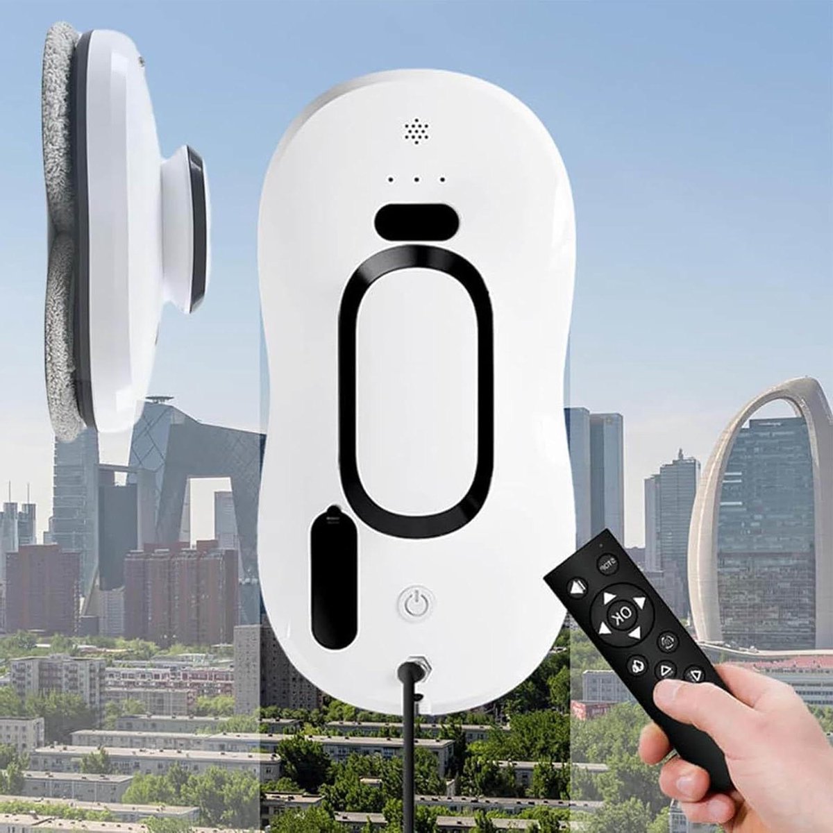 Glazenwasser Robot - Automatische Ramenreiniger - Hoge Ramen Schoonmaken - AI Slimme Routeplanning - 5600PA Zuigkracht - Wit