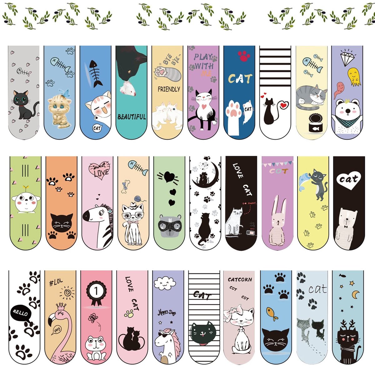 Dailygoods- Boekenleggers 30 Stuks - Magnetische Bladwijzers - Kleurrijke Zijmarkeringen - Voor Kinderen - School/Studenten - Papier/Magneet
