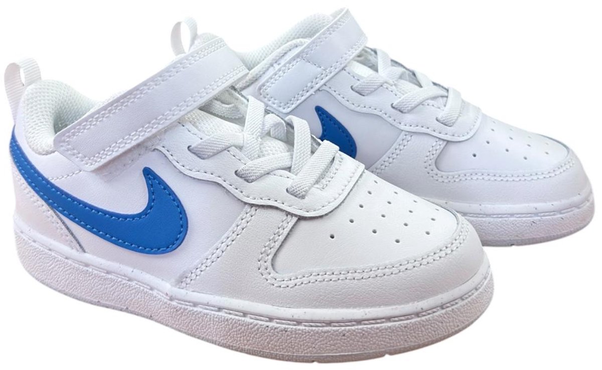Nike Court Borough Low 2 Sneakers Kinder Elastische Veters Klitterband Blauw