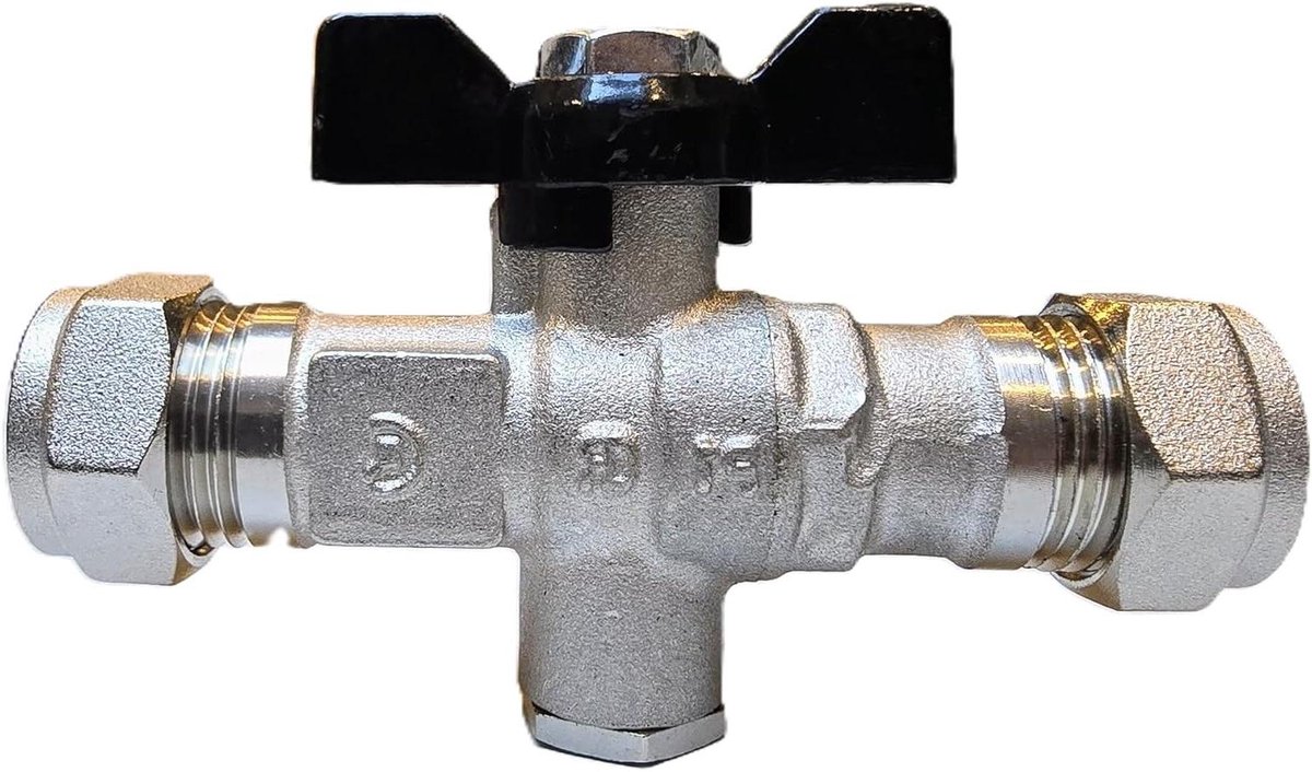 Dubbele Terugslagklep - Isolatiekraan - Waterleiding Afsluiten - Met Hendel - 15mm - Chroom