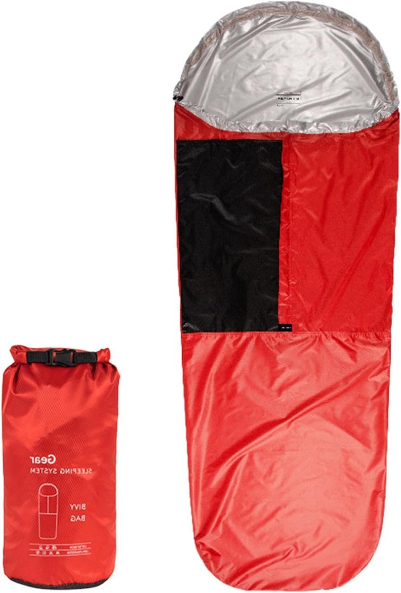Slaapzak Hoes - Kampeerzak Beschermer - Outdoor Avontuur - Vochtwerend Nylon - 85x220cm - Zwart Rood