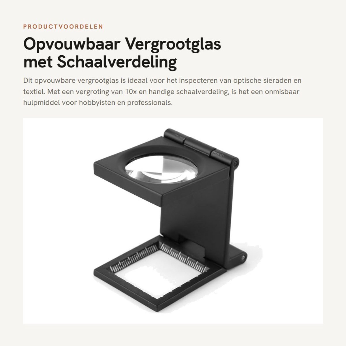 Dailygoods- Vergrootglas 10x Vergroting - Opvouwbaar - Draagbare Houder - Zinklegering - Schaalverdeling - 180 Dagen Garantie - Loep