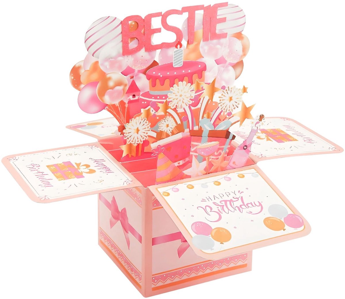 Dailygoods- Verjaardagskaart voor Beste Vriendinnen - Wenskaart met Pop-up - Hoogwaardige Karton - Eenvoudig in Gebruik - Perfecte Afmetingen - Artistiek Ontwerp