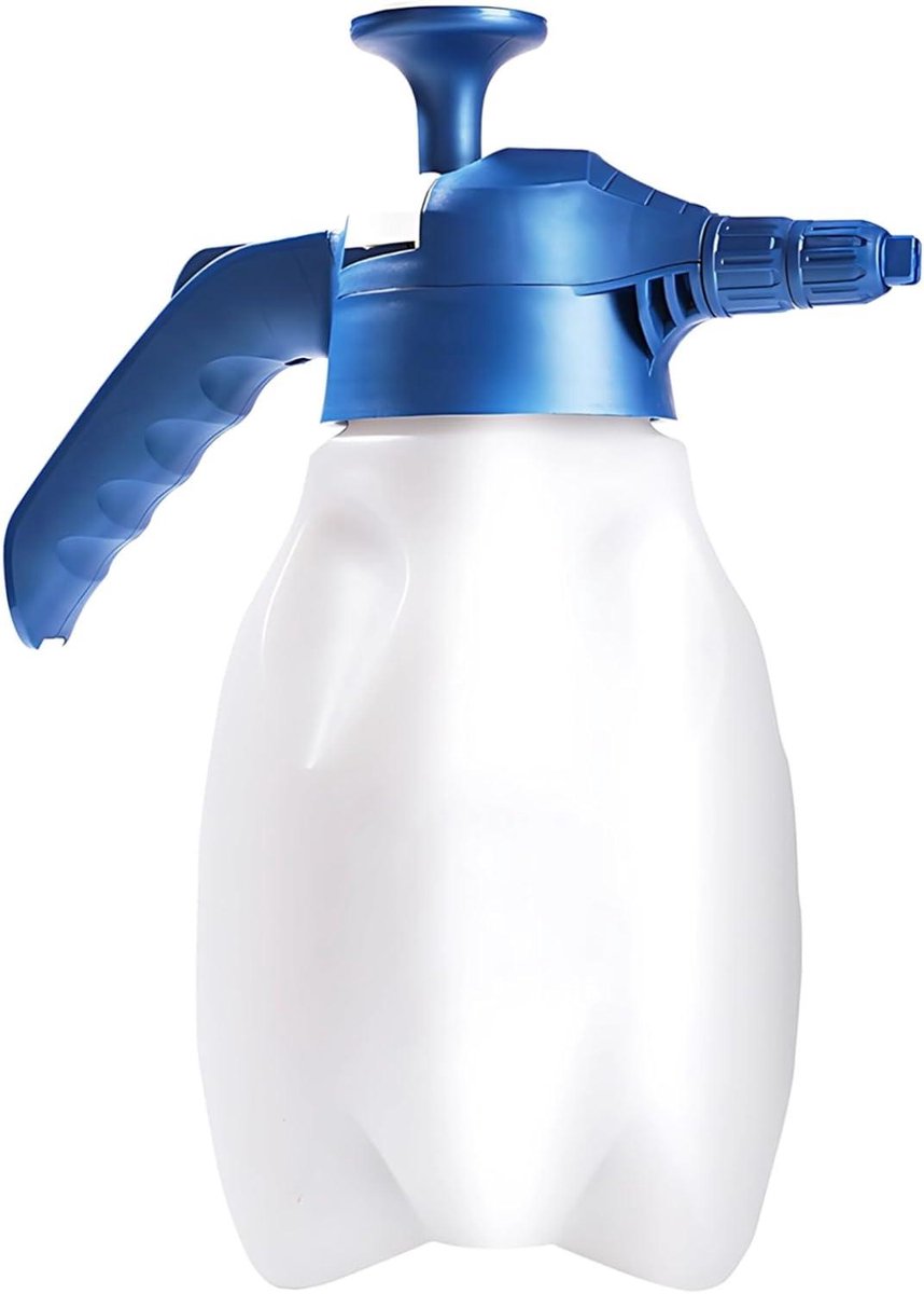 Pompsproeier Schuimsproeier - Handmatige sproeier - Tuinieren en reinigen - Ergonomisch gebogen handvat - 2 Liter - Wit Blauw