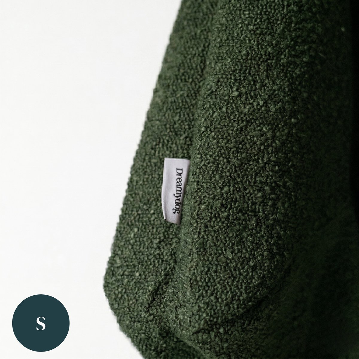 Dreamydog Hoes voor Orthopedische Hondenmand – Vervangingshoes Wasbaar – Waterdicht – Bouclé Forest Green – Small 73x58x15 cm