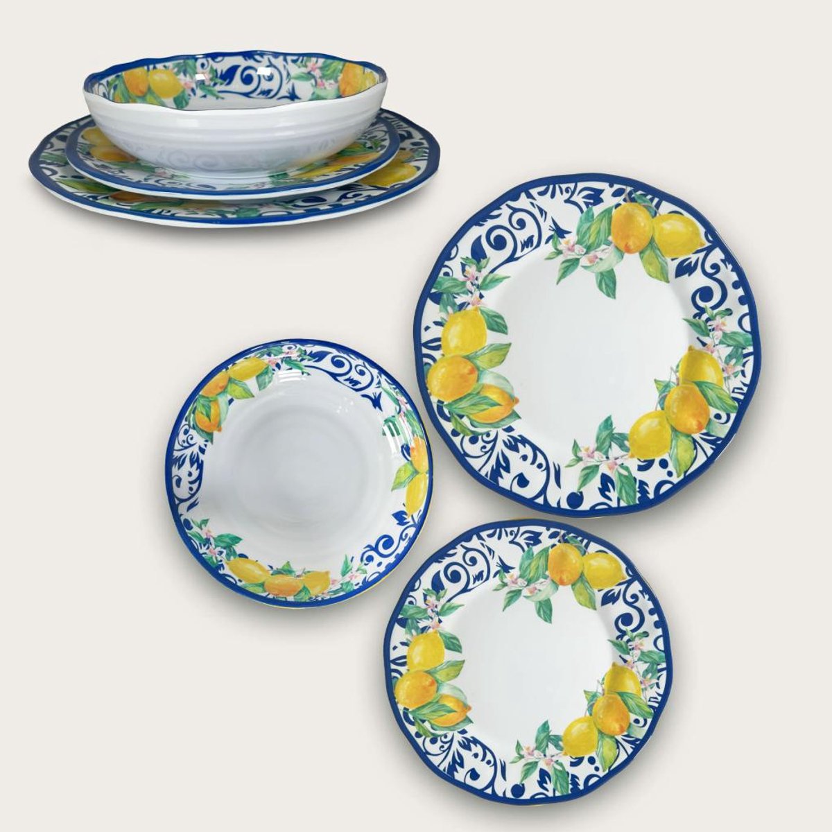 Arca LIMONI DUE Set van 2 Melamine Diepe Soep/Pasta Borden Ø20cm