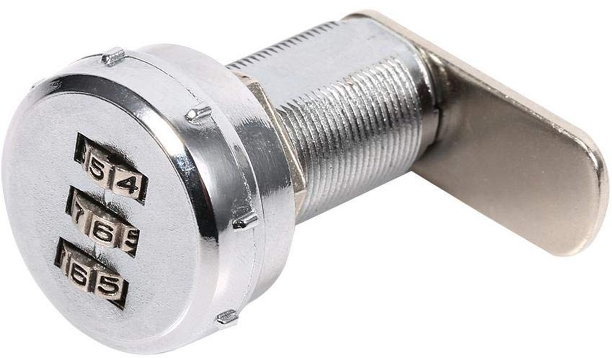 Dailygoods- Cijferslot 3-cijferige Combinatie - Gecodeerd Slot - Zink Legering - Voor Kluisjes - Handig en Sleutelvrij - Diameter 31,6 mm