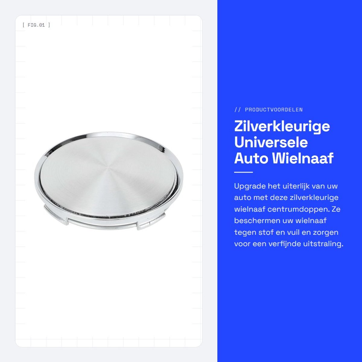 Dailygoods- Wielnaafdoppen 63mm - Zilverkleurig - Beschermers - Duurzaam - Gemakkelijk te installeren - Voor SUV/Truck - Naafdoppen