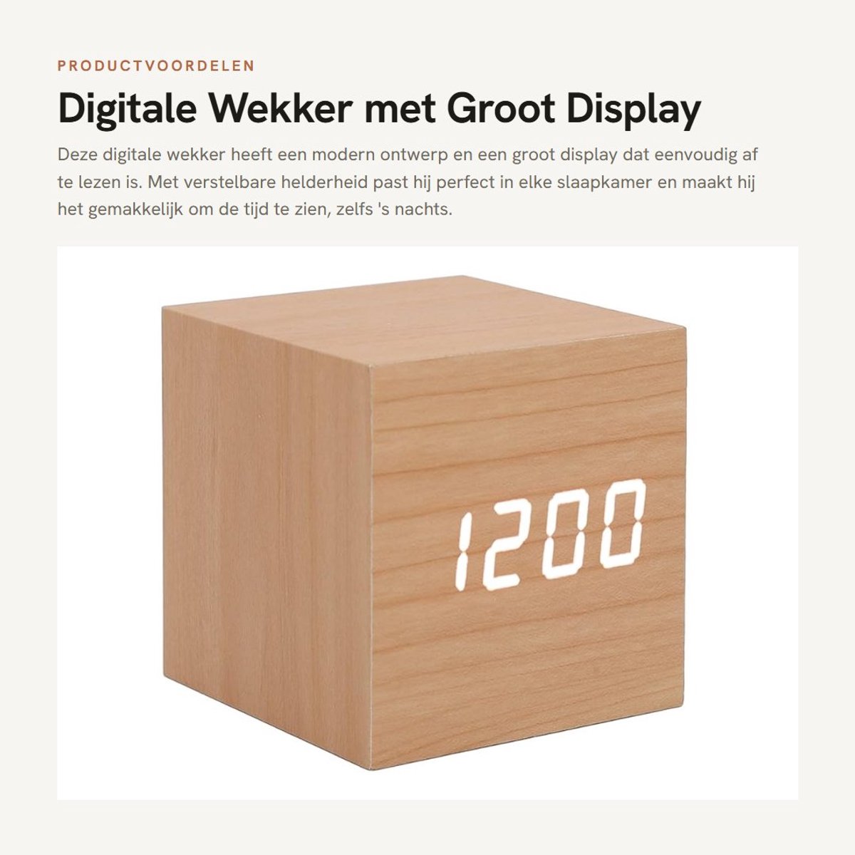 Dailygoods- Digitale Wekker Houten - Multifunctioneel - Groot Display - Verstelbare Helderheid - Draagbaar - Compact en Lichtgewicht