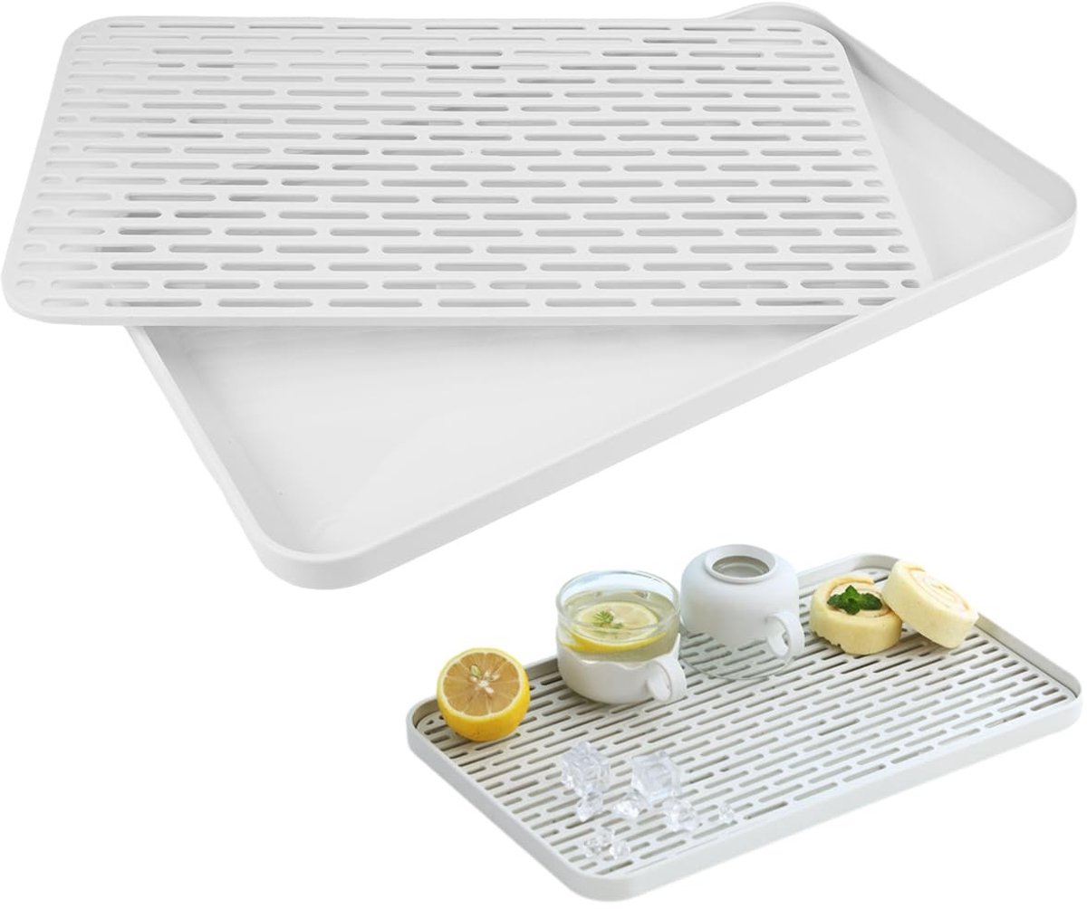Dailygoods- Afdruiprek klein - Dubbellaags met opvangbak - Multifunctioneel - Organisatie gebruiksvoorwerpen - Opslag glaswerk - 31 x 17,5 x 2,2 cm - Afwasrek
