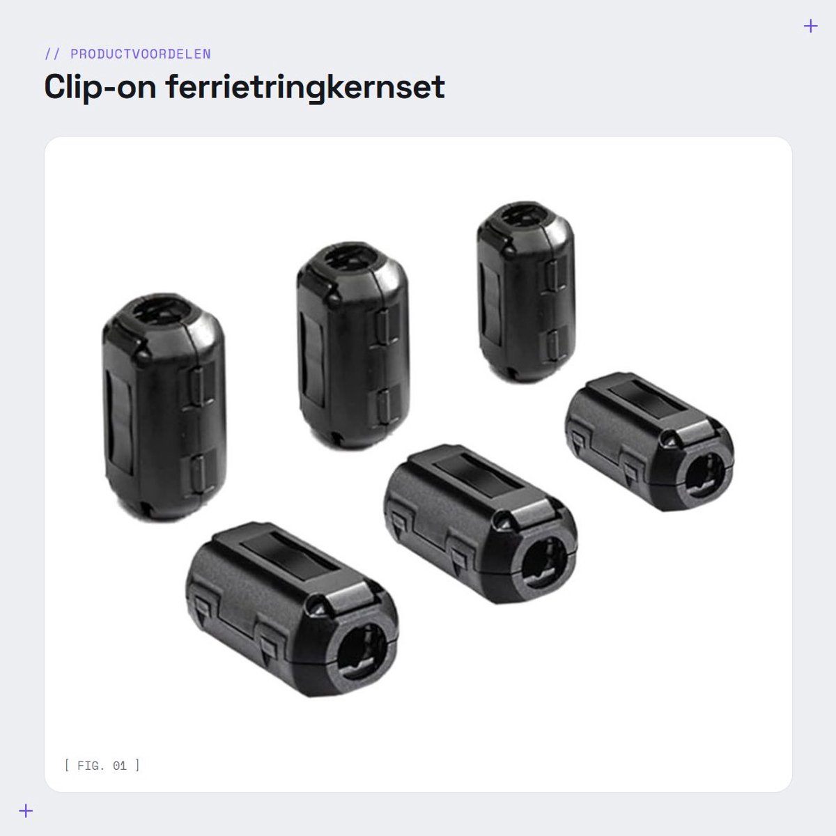 Dailygoods - Clip-on ferrietringkernset - geluidsonderdrukker - 6 stuks - Zwart - Kabelclip - Anti-interferentie hoogfrequent filter