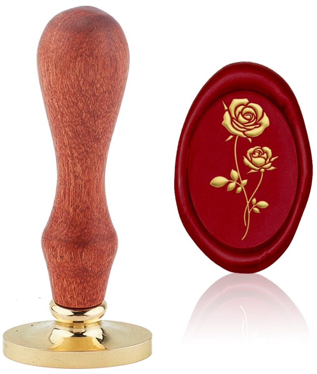 Dailygoods- Zegelstempel Ovaal - Retro Messing Kop - Houten Handvat - 20 x 30 mm - Waszegel voor Uitnodigingen - Decoratie voor Enveloppen