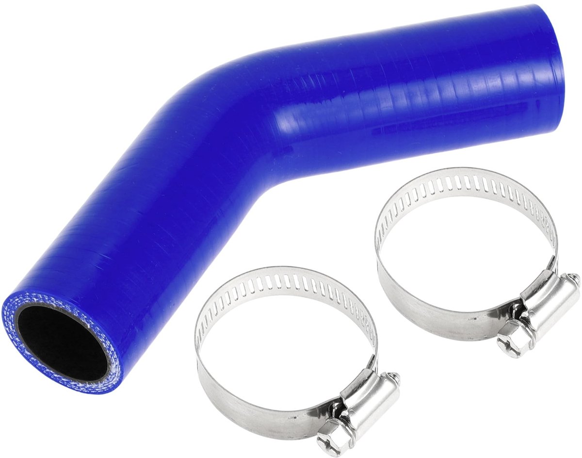 Dailygoods- Koelslang Siliconen - 28 mm Binnendiameter - 90 mm Lengte - 45 Graden - Meerlaags Weefsel - Bestand tegen Hoge Temperatuur - Siliconenslang