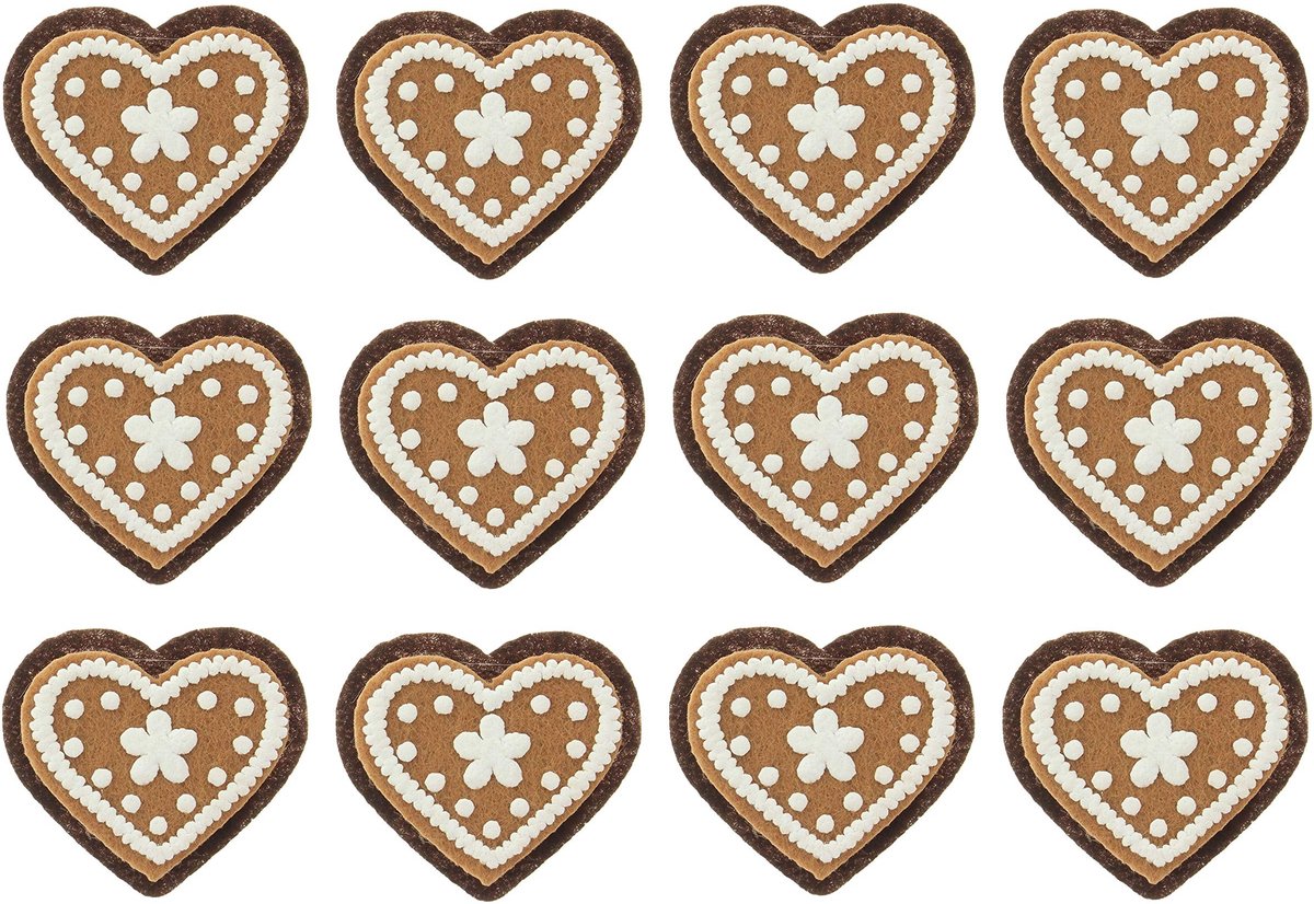 Dailygoods- Cadeaustickers 12-delige set - Viltstickers - Kerstmis - Peperkoekstickers - Cadeauversiering - Afmeting 4 x 5 cm - Kerststickers