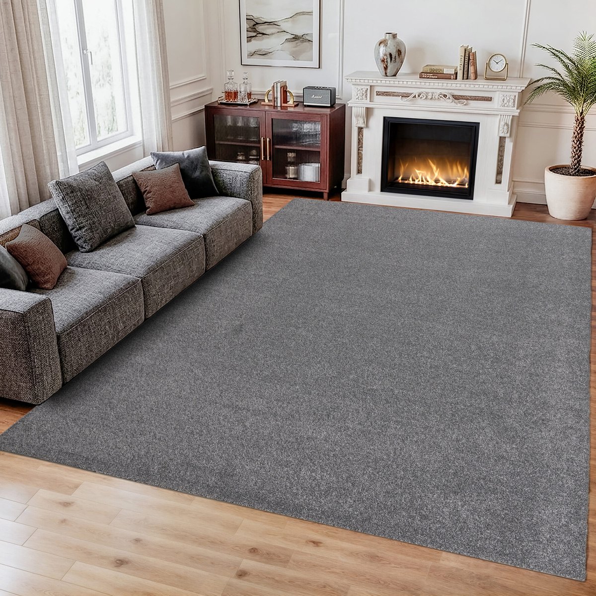 Muratap Comfy Soft - Effen Vloerkleed Wasbaar Uni Grijs- 240x340 CM