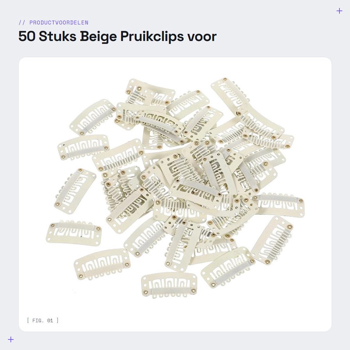 Dailygoods- Pruikclips 50 stuks - Beige - Gevlochten - U-vorm - Metalen/Siliconen - 32 mm - Sterke hechting - Haarclips