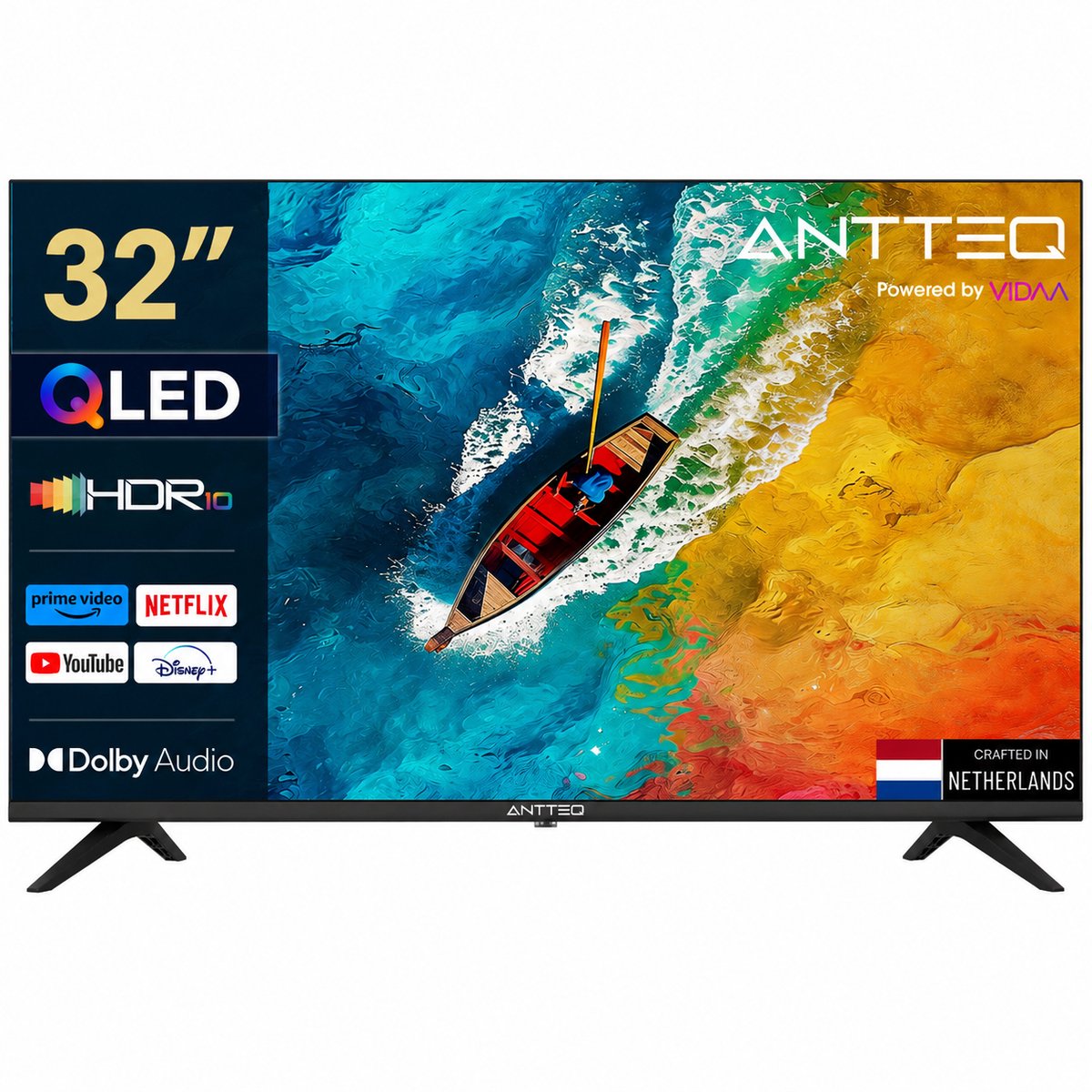 ANTTEQ AV32H5Q-Q1 - Smart TV 32 Inch (81 cm) - QLED - VIDAA OS - WiFi - Dolby Audio - Triple Tuner (DVB-T2/S2/C)
