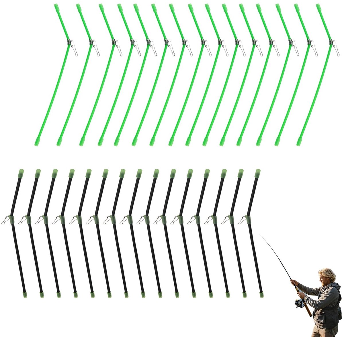 Dailygoods- Anti Tangle Boomset 15 Stuks 22cm - PVC Duurzaam - Onderlijnen - Geschikt voor Zoutwater/Zetwatervissen - Antislip - Lichtgewicht - Onderlijn