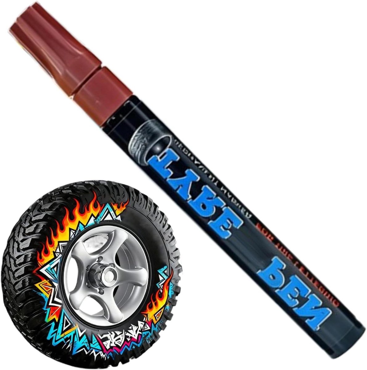Banden Letterverf Pen - Velgen Marker - Voertuigen Personaliseren - Snel Droog Permanent - 14 x 2 x 2 cm