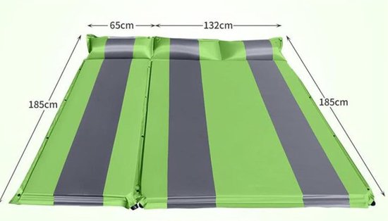 Opblaasbare Matras - Slaapmat Luchtbed - Kamperen Outdoor - Verdikt Zelfopblaasbaar - 185 x 132 cm - Groen Grijs — afbeelding 5