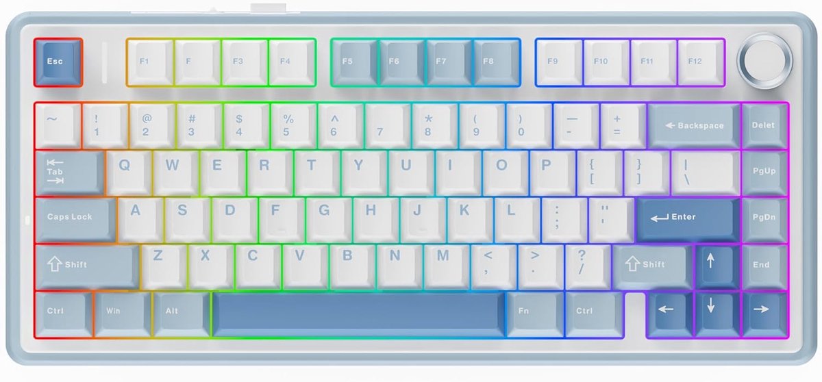AULA F75 - Draadloze Gaming Toetsenbord - Gletsjer Blauw