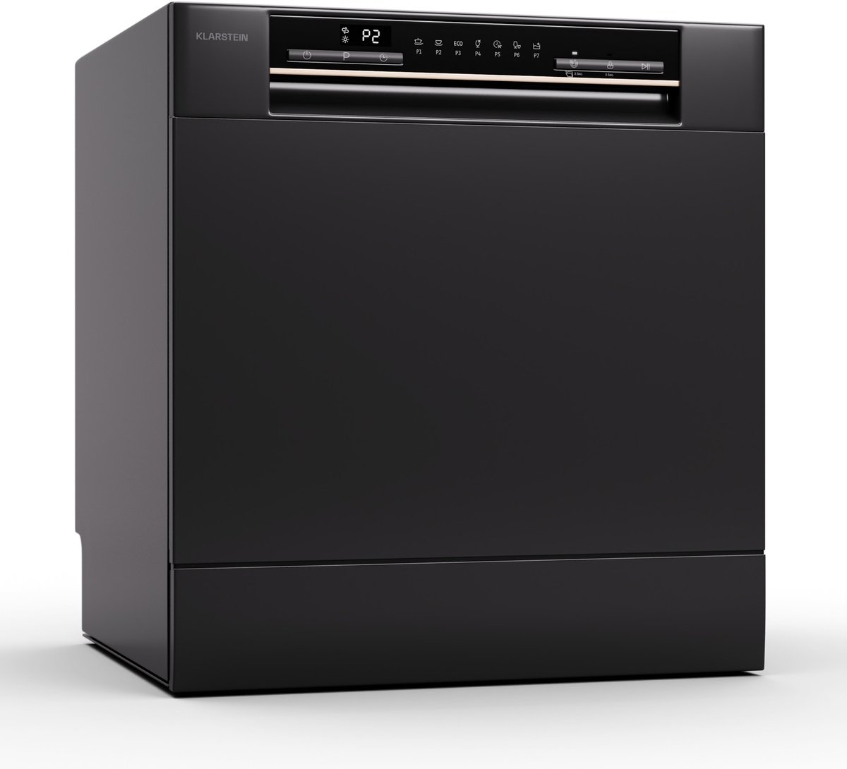 Klarstein Vaatwasser mini- voor 8 couverts, stille kleine vaatwasser met 7 wasprogramma's, kleine tafelmodel vaatwasser voor thuis, op kantoor en op de camping, mini-vaatwasser met wateraansluiting - 8L 8 Maatgedekken 47 dB 50 cm - voor Keuken