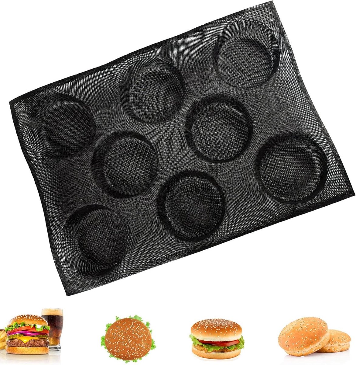 Siliconen Broodvorm - Broodjesvormen Bakplaat - Brood Bakken - Geperforeerd Ontwerp - 17.7"x13"x1.4" - Zwart