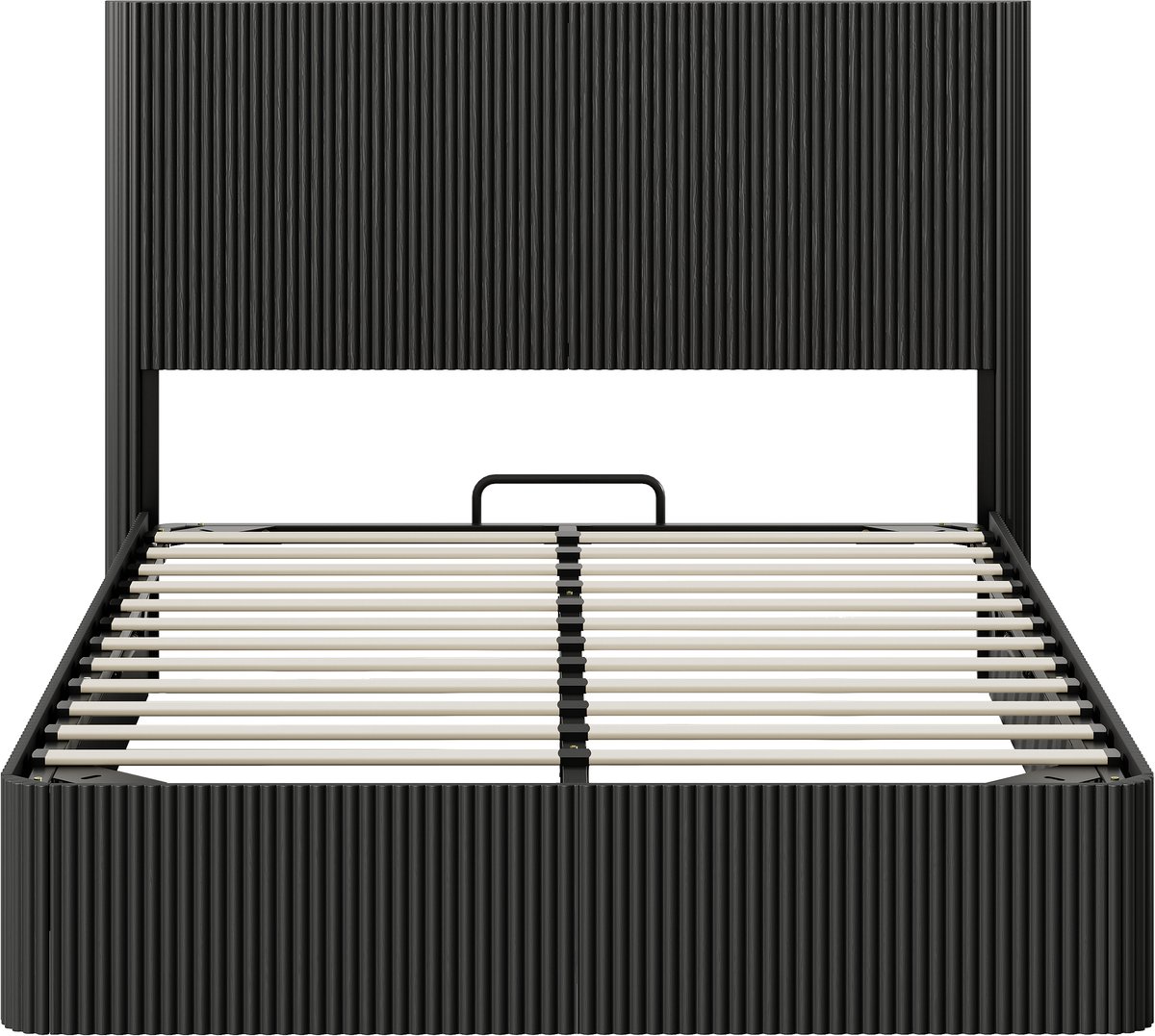 COVREO Opklapbed met hydraulisch liftsysteem – 140x200 cm – Bedframe met opbergruimte – voor volwassenen – Zwart - zonder matras