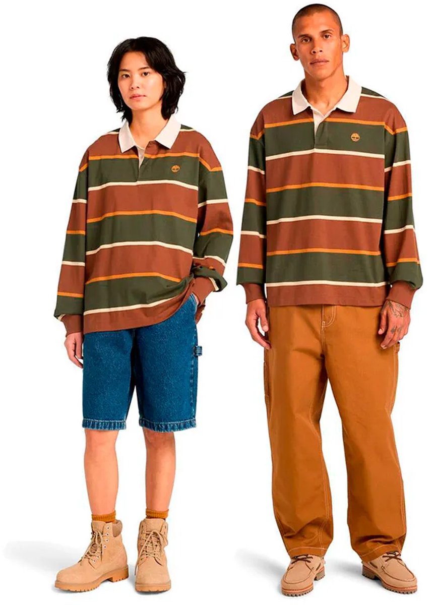 Timberland Rugby Lange Mouw Poloshirt L Man Pinecone / Duffel