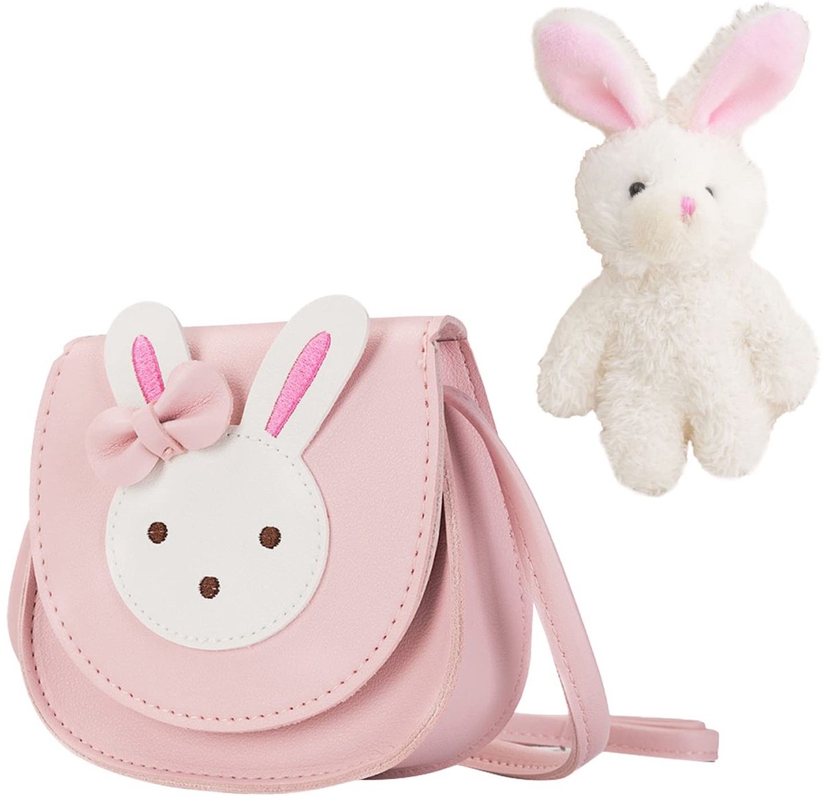 Dailygoods- Boodschappentas Mini - PU-leer - Verstelbare Schouderriem - Konijnhanger - Geschikt voor Meisjes - 13 x 13 x 5 cm - Kindertas