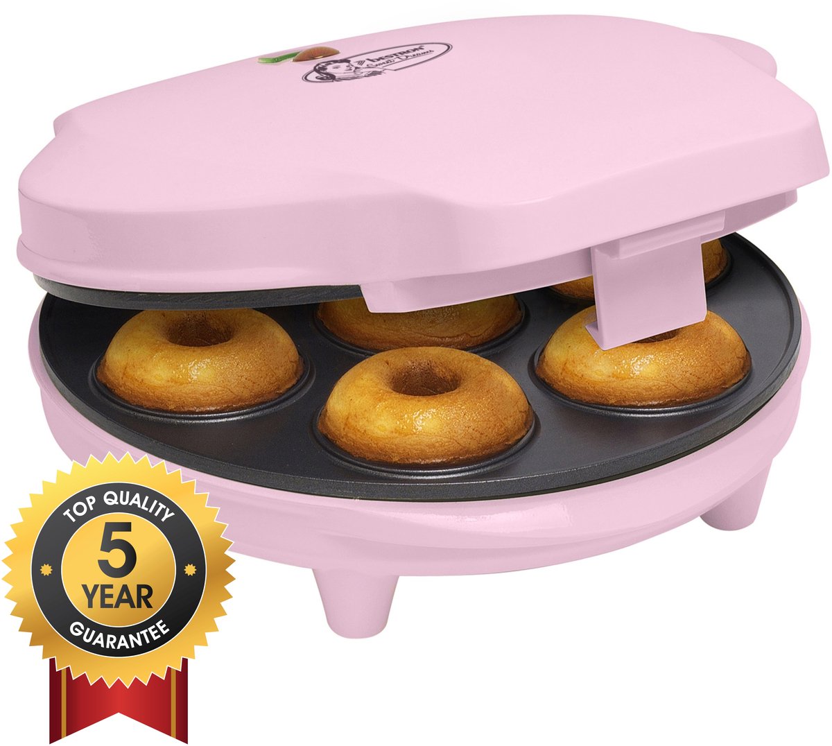 Bestron Donutmaker - ADM218SDP - Mini donutmaker - 700W - 7 donuts - Roze - 5 jaar garantie