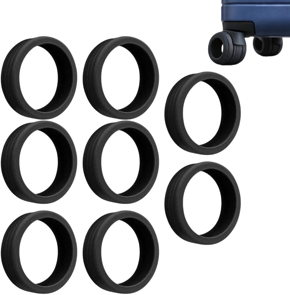 Dailygoods- Wielenbescherming Siliconen - Schokabsorberend - Geluidsvermindering - Krassbescherming - Universaal Passend - 8 Stuks - Kofferwielhoezen