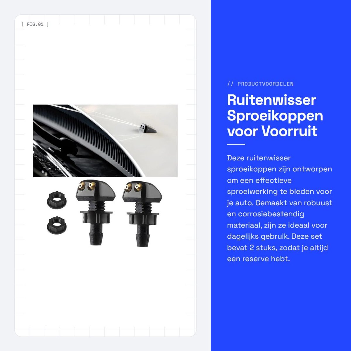 Dailygoods- Ruitenwasdop 2 Stuks - Ruitenwisser Sproeikop - Voorruit Sproeier - Kunststof/Metaal - Duurzaam - Corrosiebestendig - Ruitensproeier
