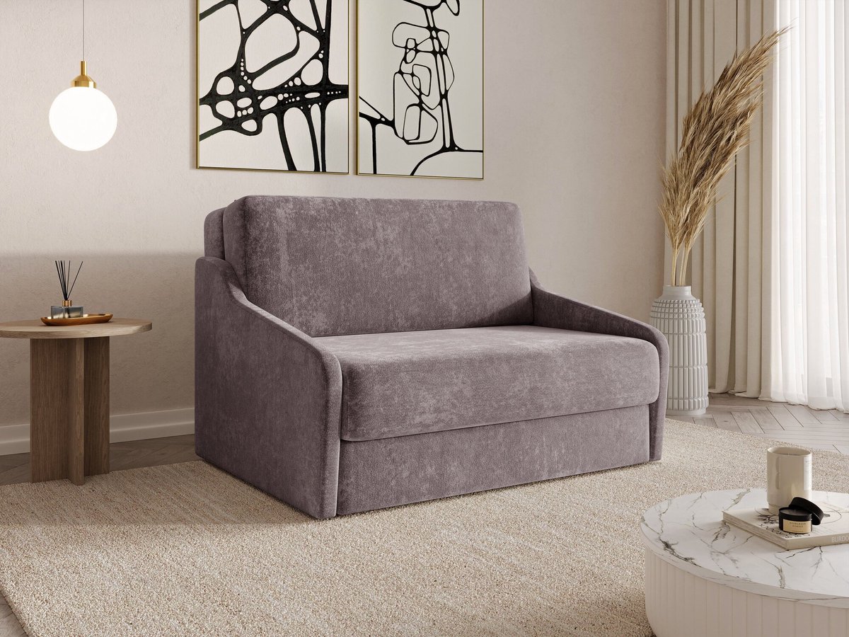 AJE Meubles B.V. FLY 120 - Slaapbank - Compact en Multifunctioneel - 135 x 115 x 90 cm - Eenvoudig Uitklapbaar & Decoratieve Stiksels - Bruin (VIBE 28)