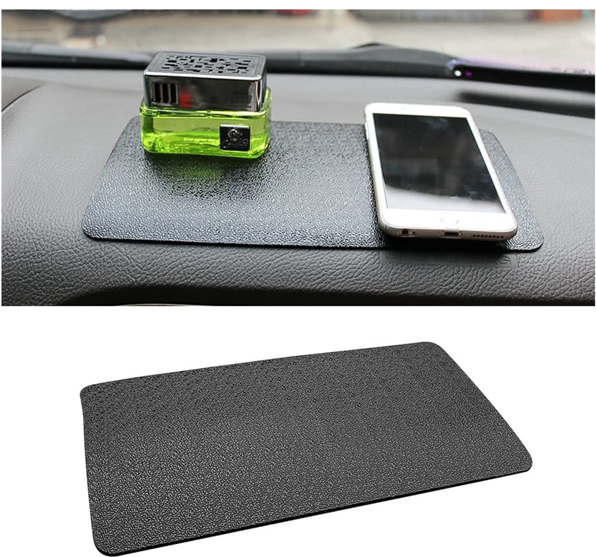 Dailygoods- Dashboardmat Antislip - Antislipmat voor Mobiele Telefoon - Zwarte PU Mat - 27 x 15 cm - Schokbestendig - Super Kleverig Patroon