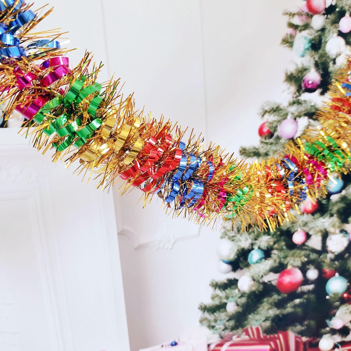 Dailygoods- Kerstslinger 5 stuks - Decoratieve Slinger - 8 cm x 2 meter - Glinsterende Hangdecoratie - Feestversiering - Kunststof