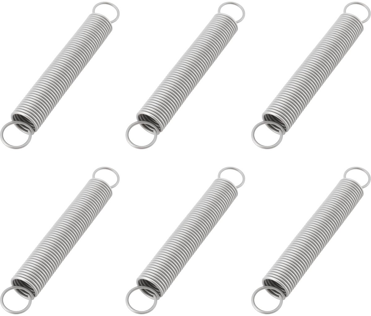 Dailygoods- Verlengveer 6 Stuks - Roestvrij Staal - 1 mm Draad - 10 mm Buitendiameter - 70 mm Lengte - Gereedschapsvrije Installatie - Veer